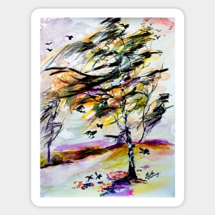 Birch Tree in the Wind Sticker